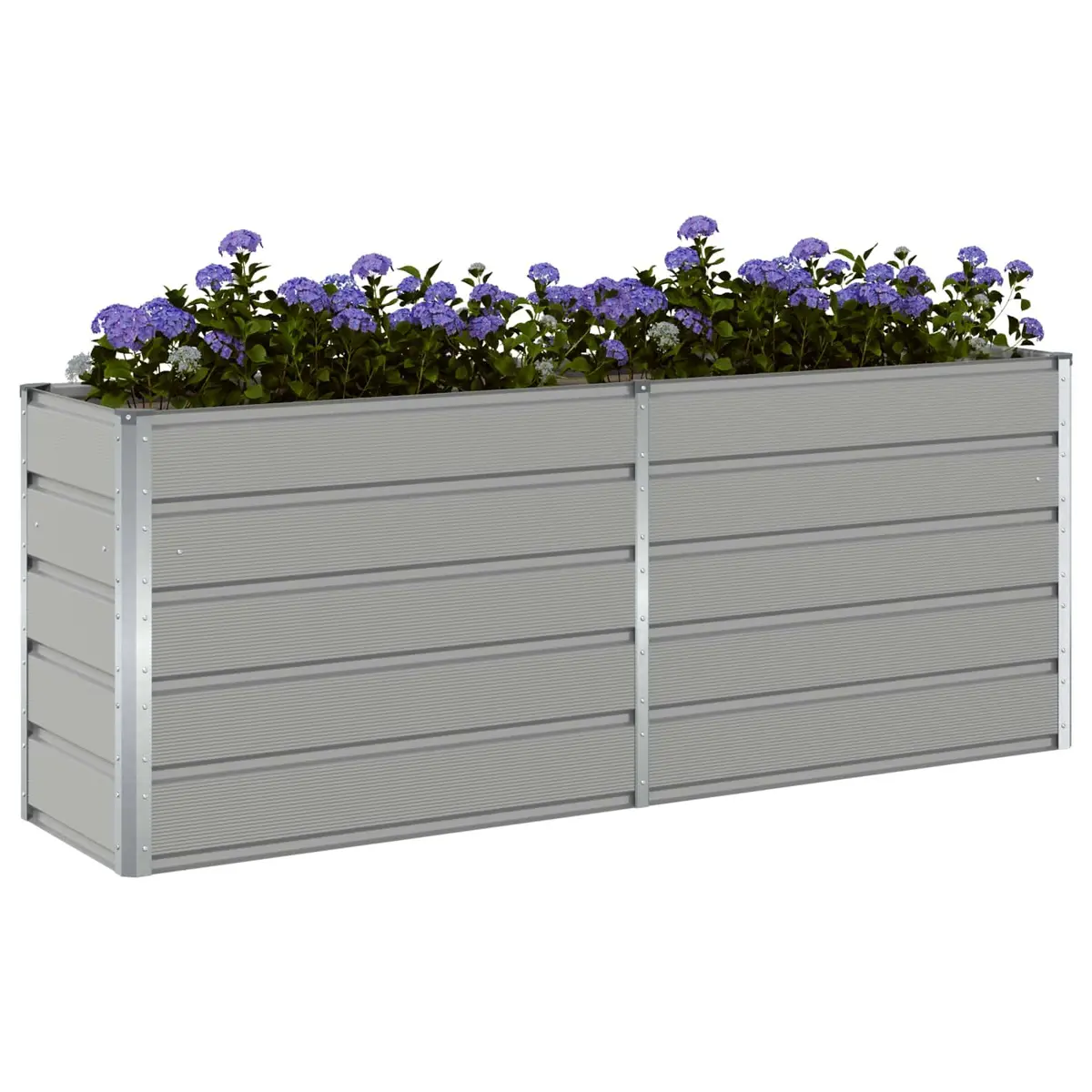 Steel Planter Light Grey 195cm x 50cm x 75cm Galvanised Garden Outdoor