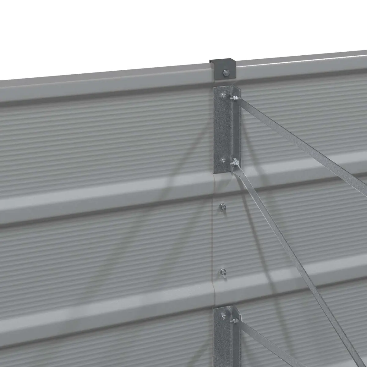 Steel Planter Light Grey 195cm x 50cm x 75cm Galvanised Garden Outdoor