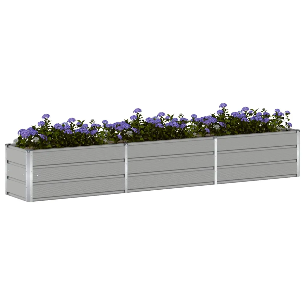 Light Grey Galvanised Steel Planter 290 x 50 x 45 cm Outdoor Garden Raised Bed