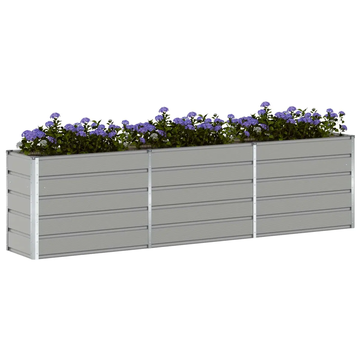Galvanised Steel Planter Light Grey 290 x 50 x 75 cm Outdoor Raised Bed