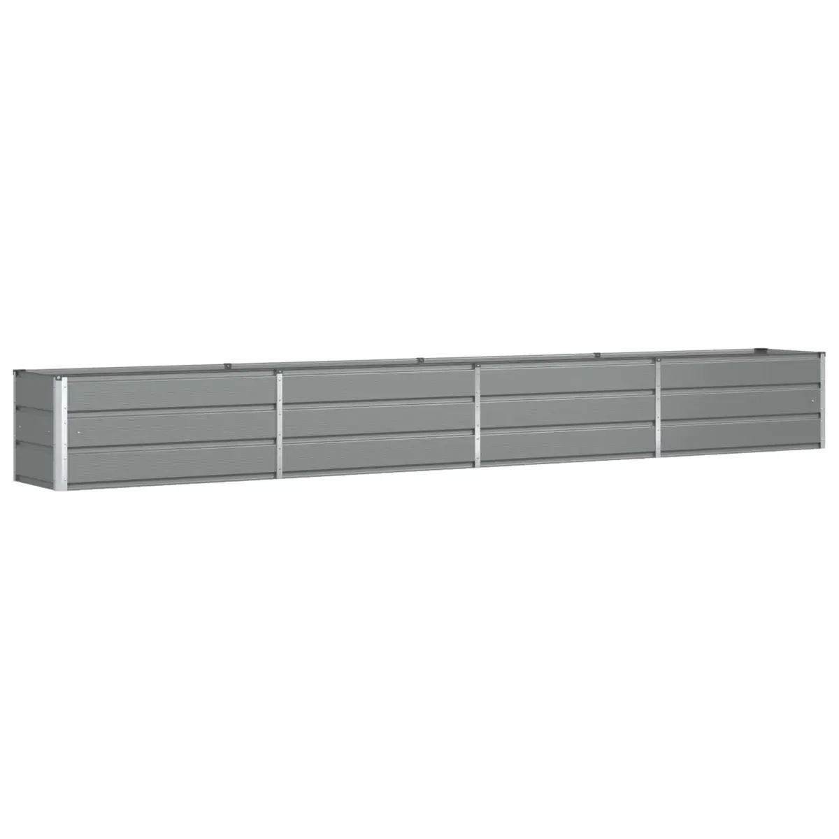 Galvanised Steel Garden Planter Light Grey Outdoor Raised Flower Pot 385 x 50 x 45 cm