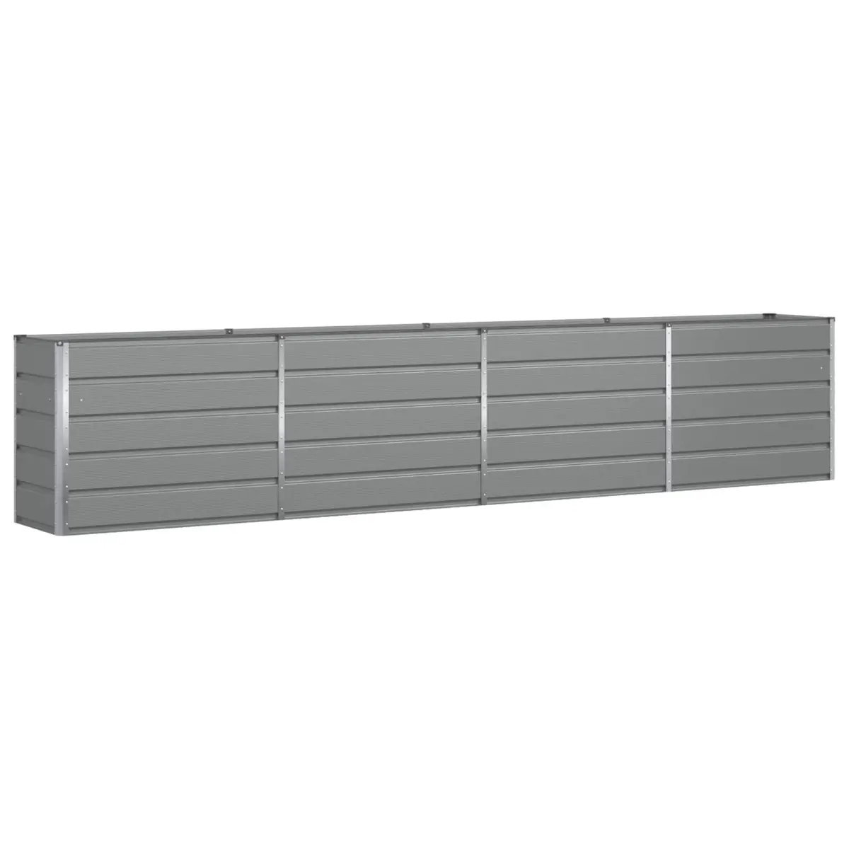 Steel Planter Light Grey 385 x 50 x 75 cm Outdoor Garden Raised Bed Pot
