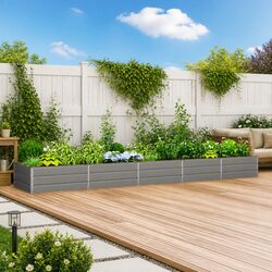 Light Grey 480x100x45cm Galvanised Steel Planter