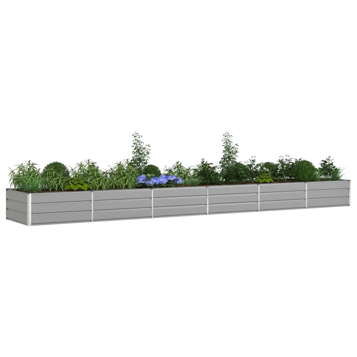 Galvanised Steel Garden Planter Light Grey 580x100x45cm Outdoor Patio Raised Bed