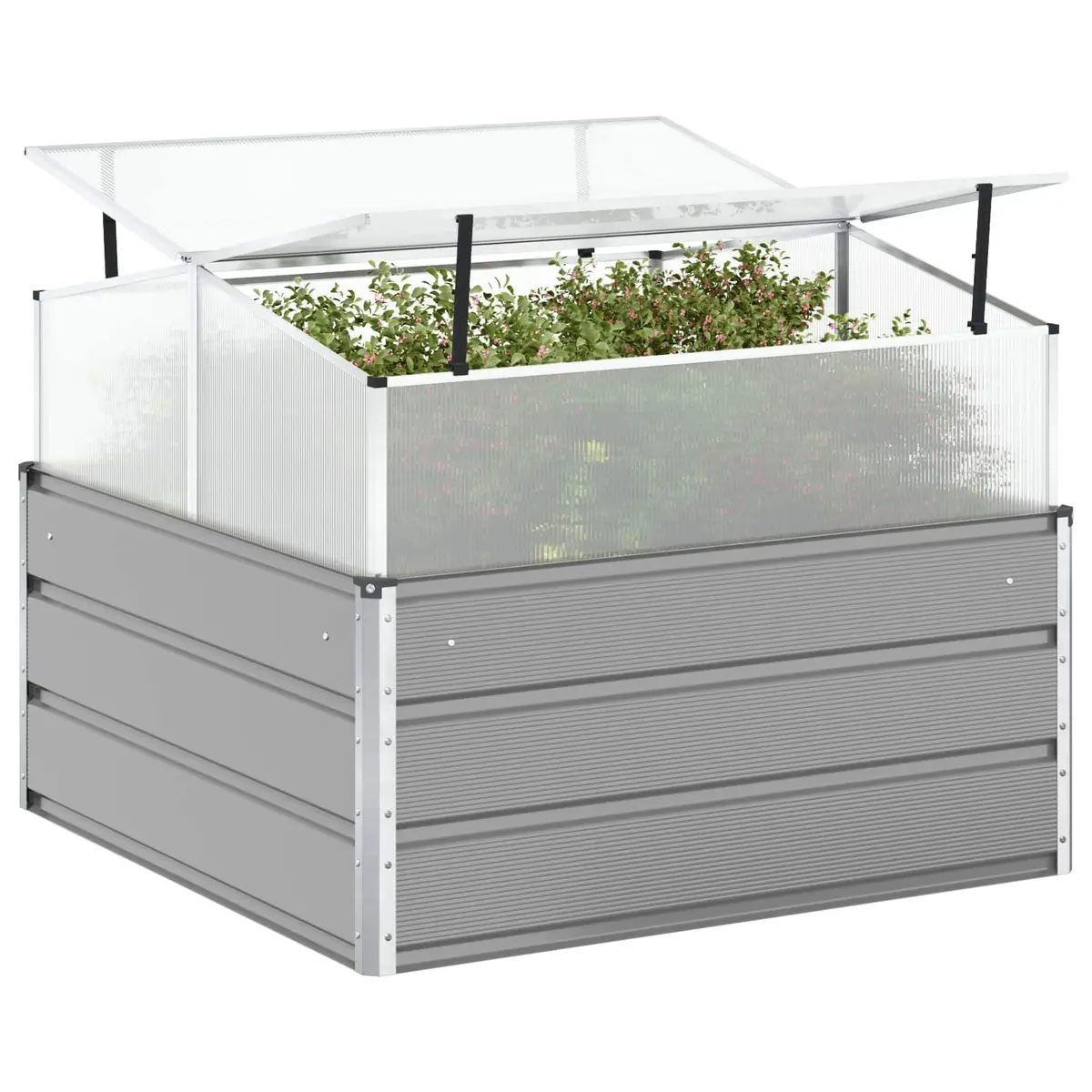 Steel Planter Light Grey 100 x 100 x 77 cm Garden Outdoor Large Raised Bed