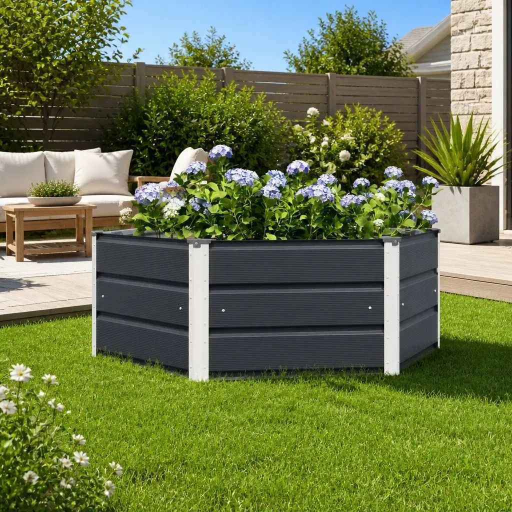 Hexagon Steel Planter Anthracite 129x129x45cm