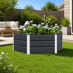 Hexagon Steel Planter Anthracite 129x129x45cm Garden Outdoor Raised Bed