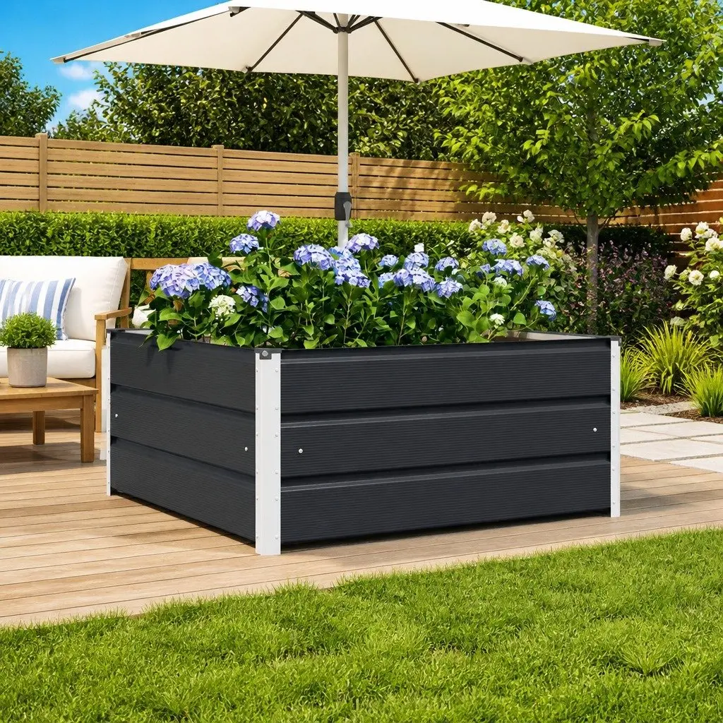 Steel Planter Modern Anthracite Large 100 x 100 x 45 cm