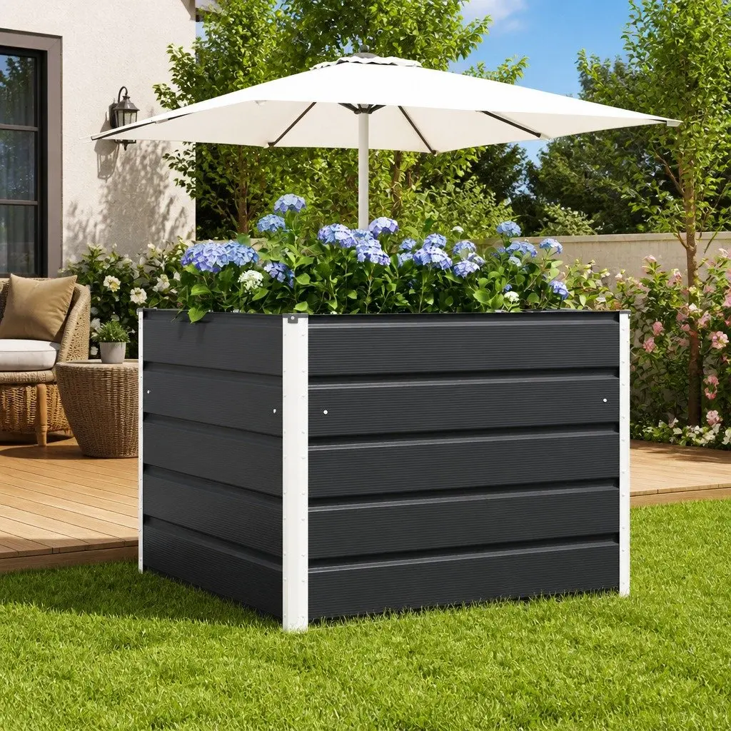 Anthracite Steel Planter 100x100x75cm