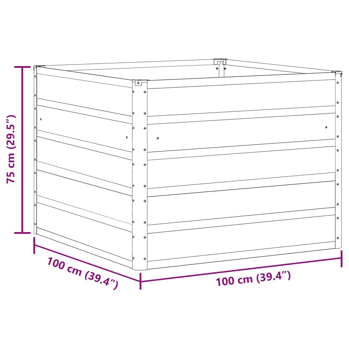 Anthracite Steel Planter 100x100x75cm
