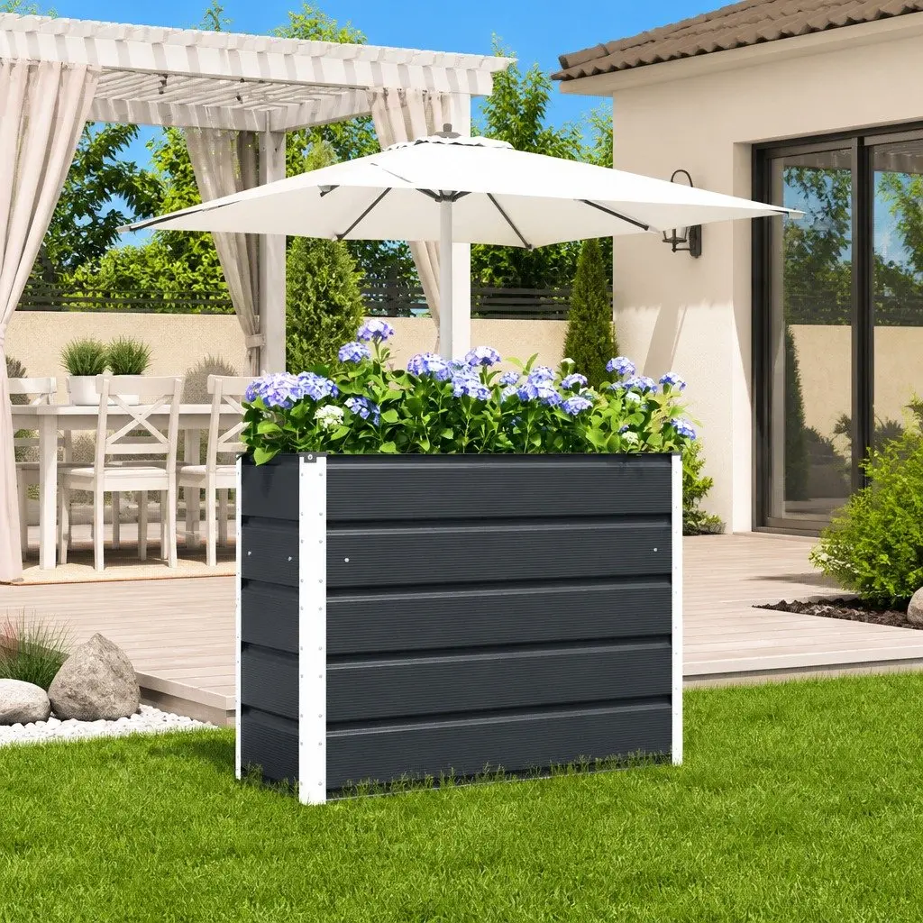Steel Planter Anthracite 100 x 40 x 75 cm Indoor Outdoor Garden Pot