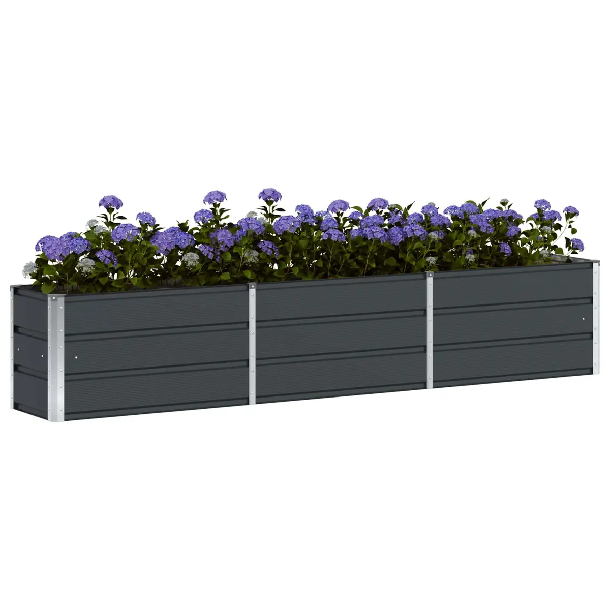 Steel Garden Planter Anthracite 240x40x45cm Indoor Outdoor