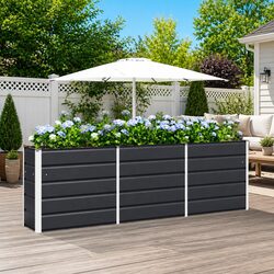Steel Planter Anthracite 240x40x75cm Garden Patio Indoor Outdoor Flower Box