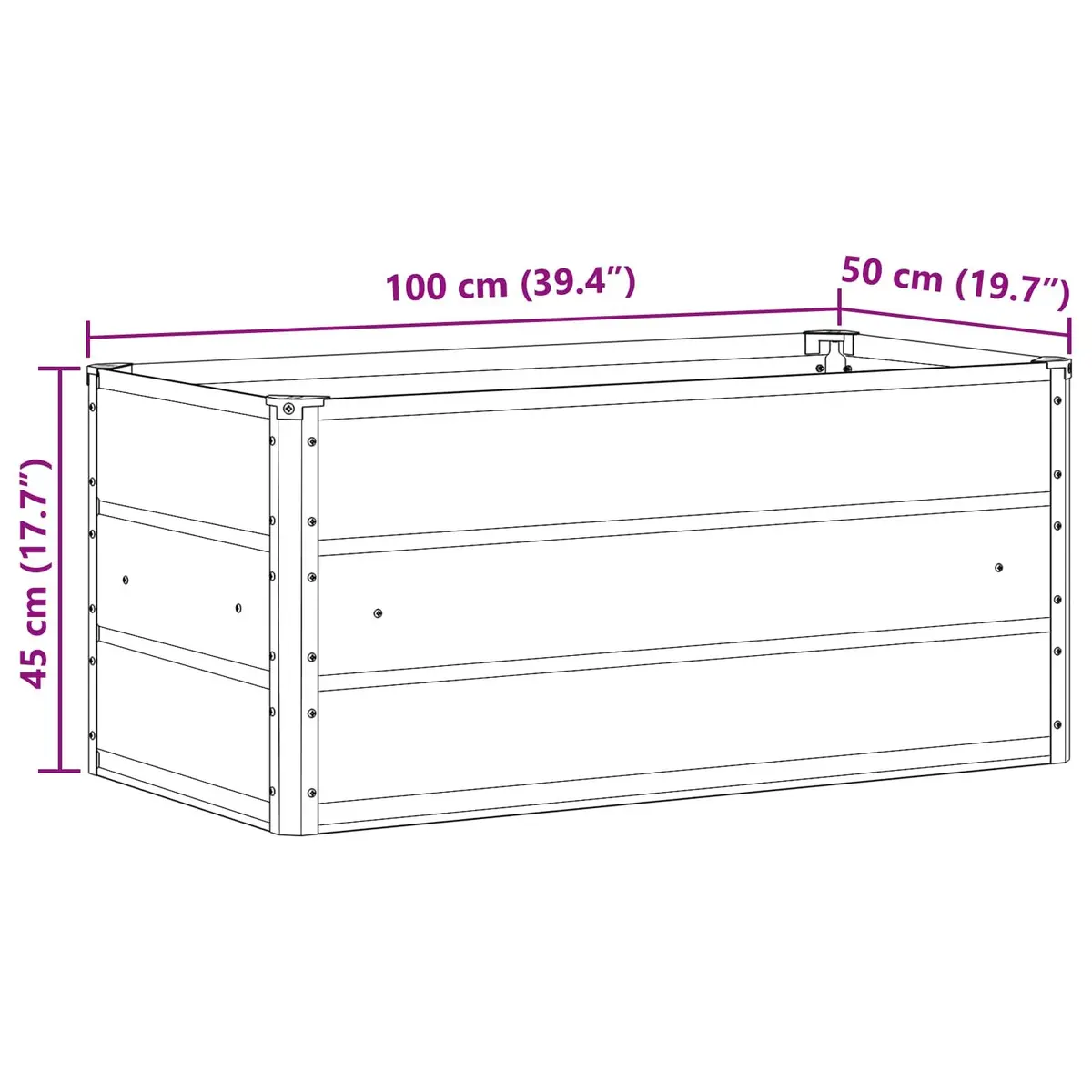 Steel Planter Anthracite Galvanised 100 x 50 x 45 cm Outdoor Raised Bed