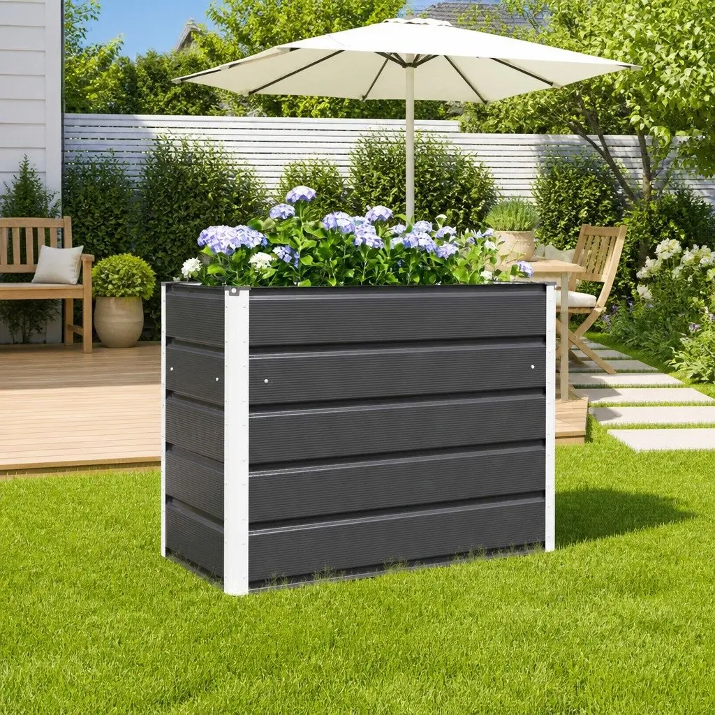 Galvanised Steel Planter Anthracite 100 x 50 x 75 cm Garden Outdoor Raised Bed