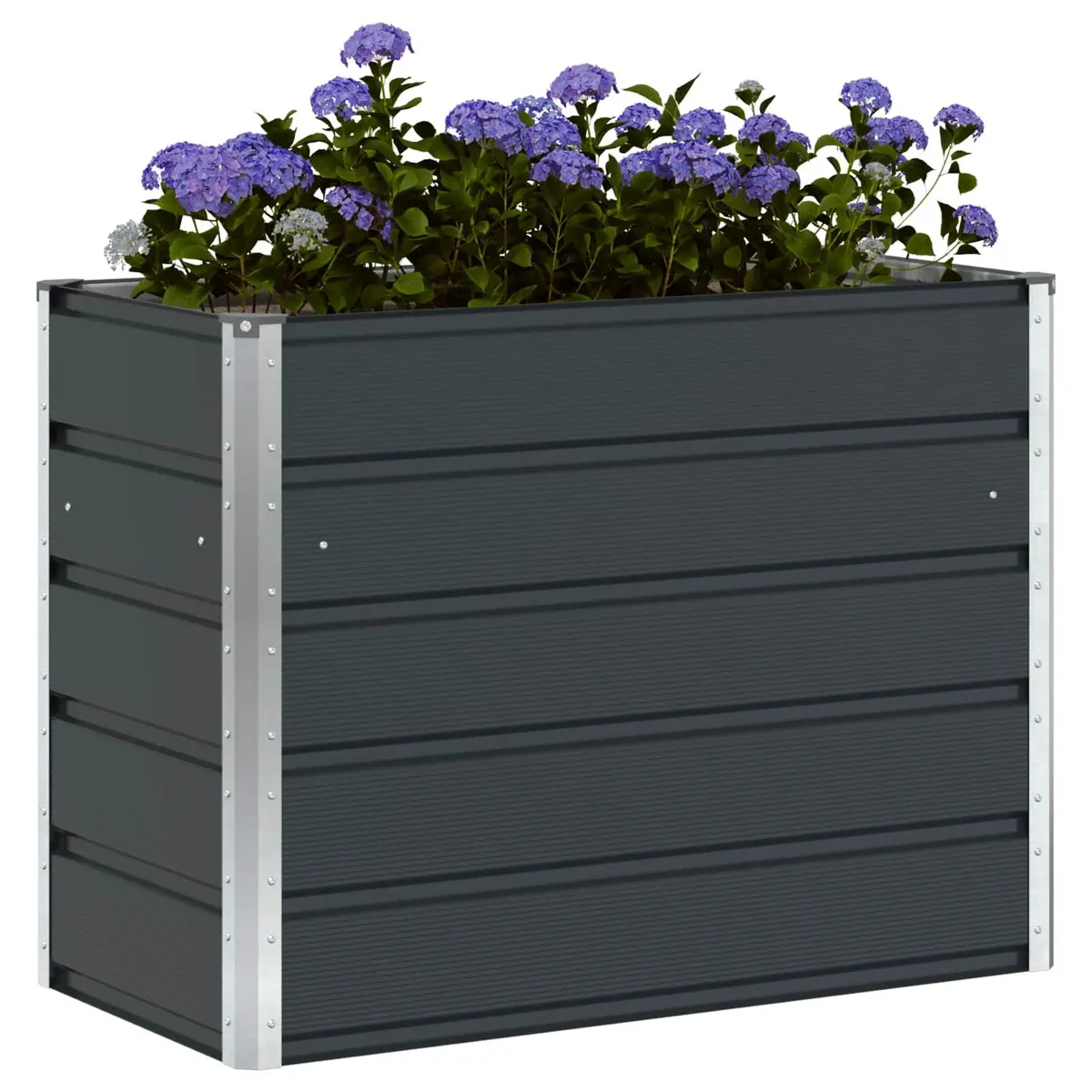 Galvanised Steel Planter Anthracite 100 x 50 x 75 cm Garden Outdoor Raised Bed