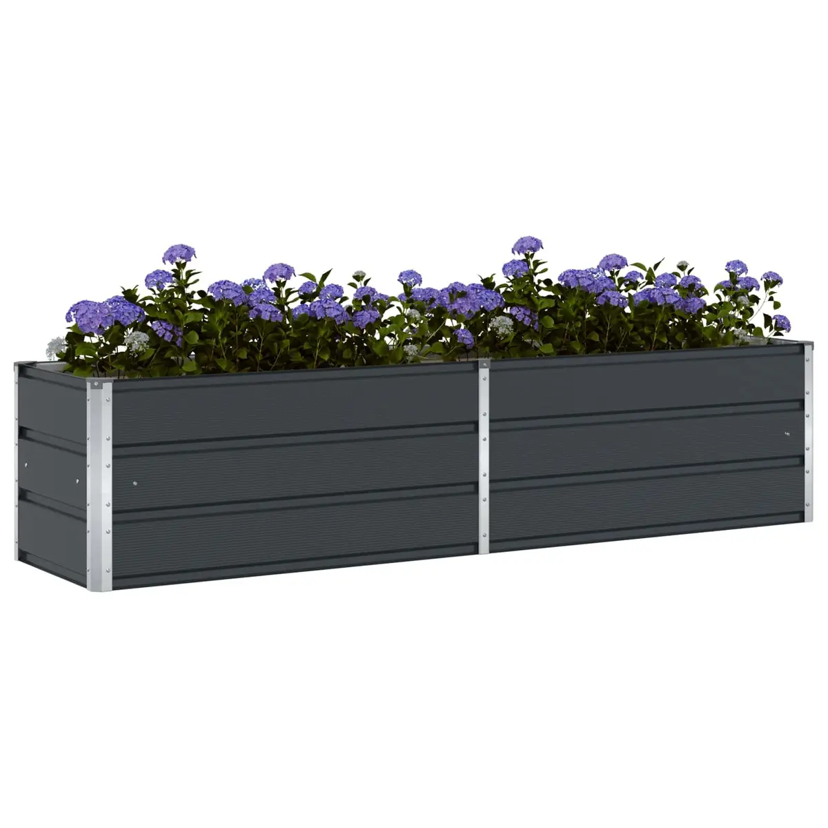 Steel Planter Anthracite Galvanised 195 x 50 x 45 cm Outdoor Pots