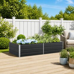 Steel Garden Planter Anthracite 195 x 100 x 45 cm Galvanised Outdoor Patio
