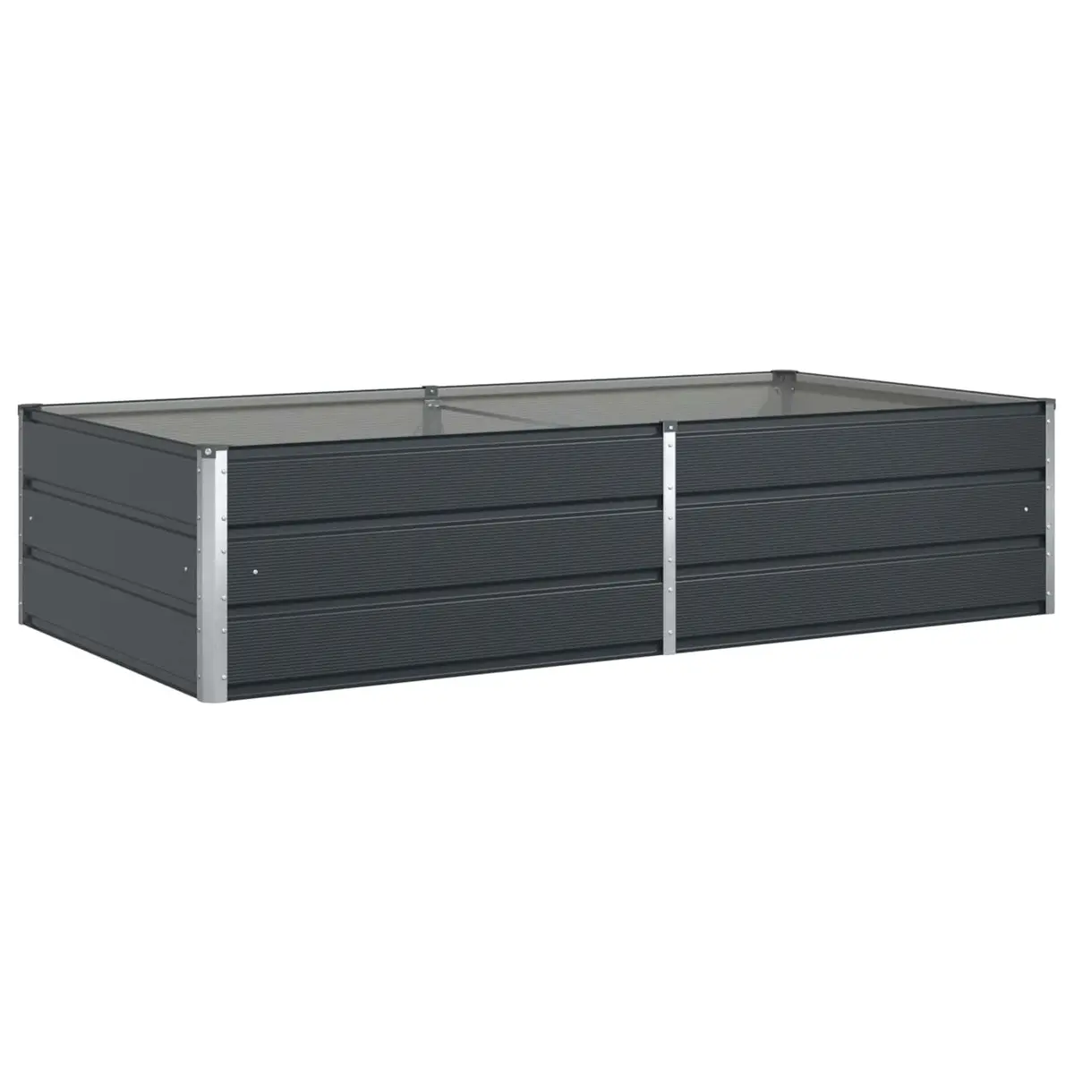 Steel Planter Galvanised Anthracite 195 x 100 x 45 cm Outdoor Garden Patio