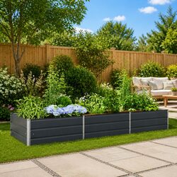 Large Steel Planter Anthracite 290 x 100 x 45 cm Galvanised Garden Outdoor