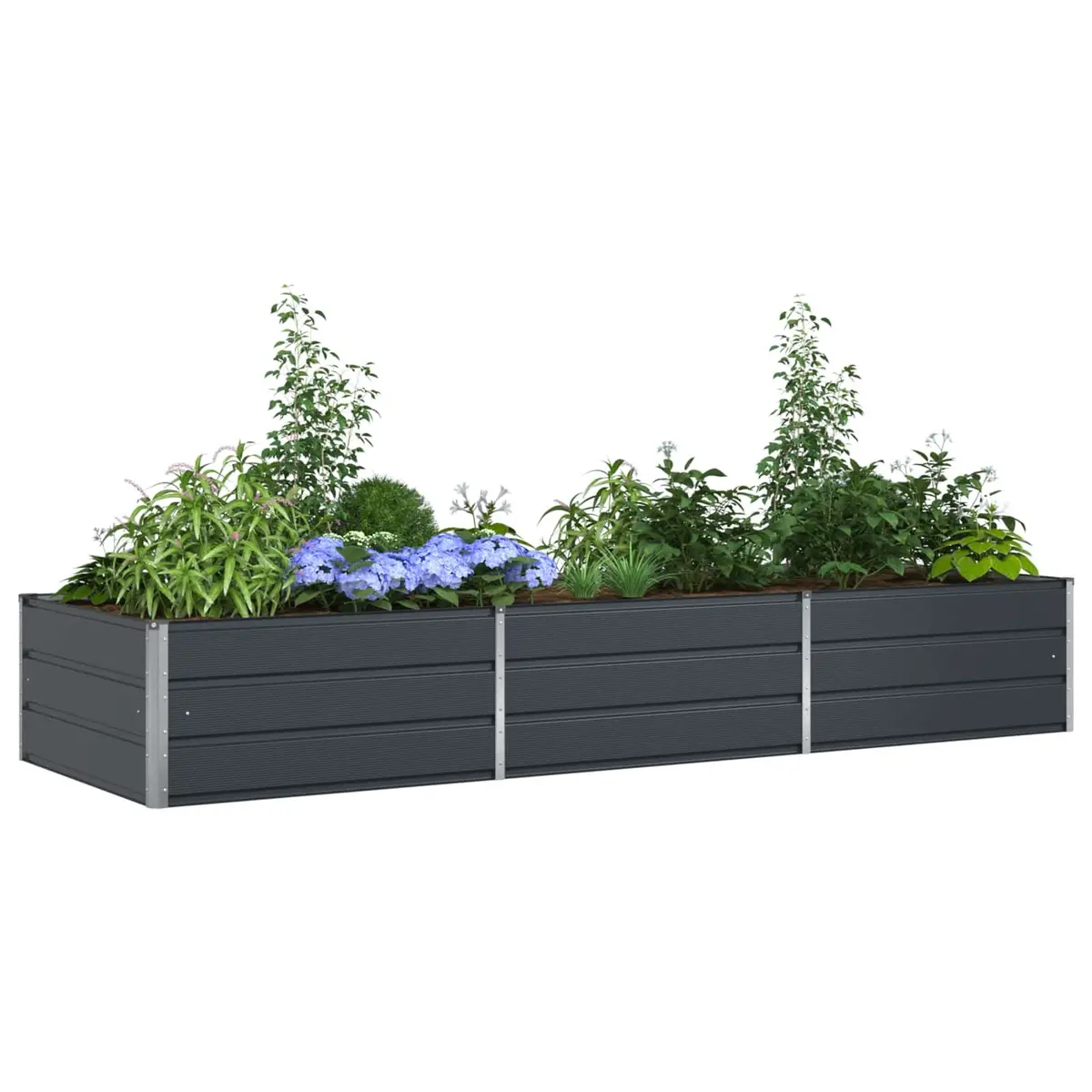 Steel Planter Galvanised Anthracite Large 290 x 100 x 45 cm Outdoor Garden