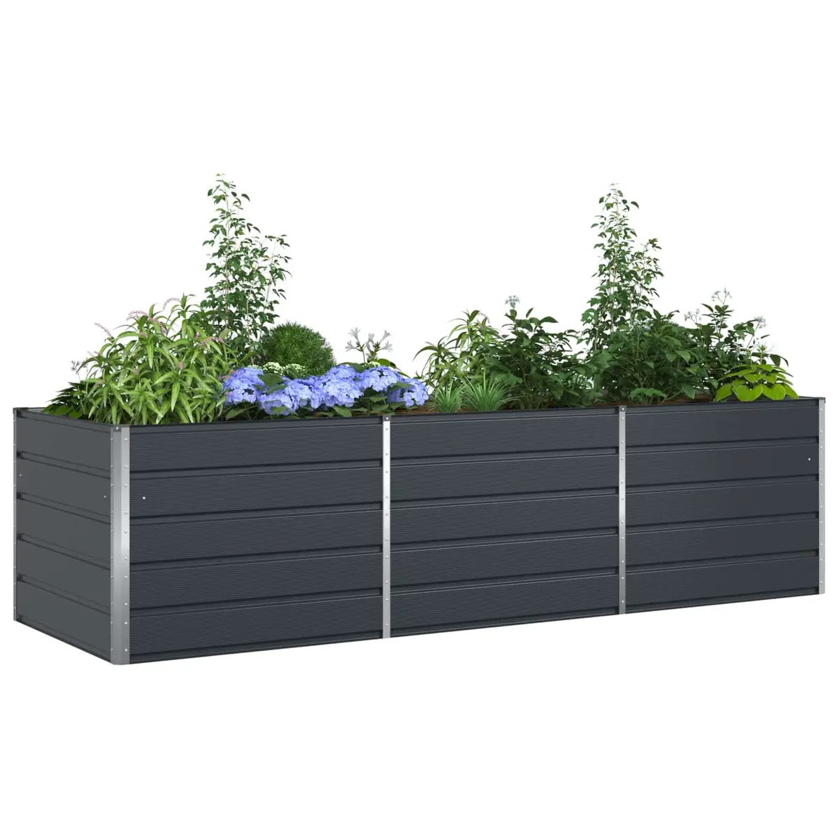 Galvanised Steel Planter Large Anthracite 290x100x75cm Outdoor Patio Garden Pot