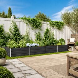 Large Steel Planter 385 x 100 x 45 cm Galvanised Anthracite Garden Outdoor Patio
