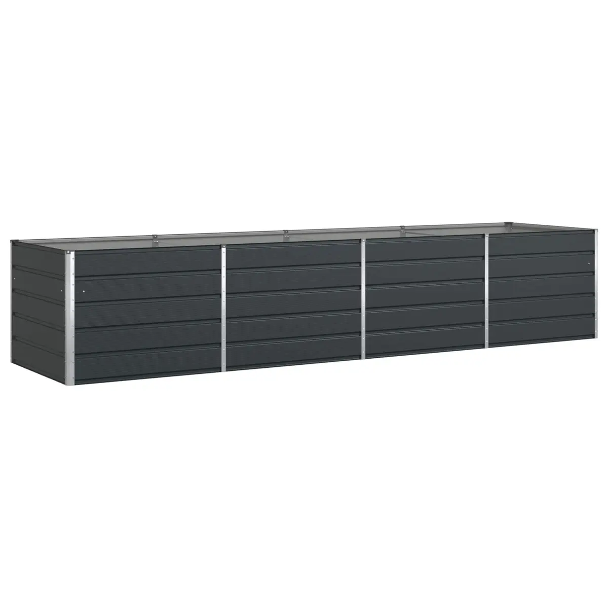 Garden Planter Anthracite Galvanised Steel 385 x 100 x 75 cm Outdoor Raised Flower Bed