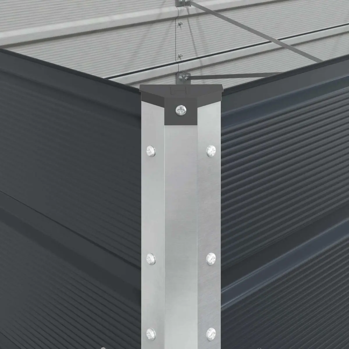 Garden Planter Anthracite Galvanised Steel 385 x 100 x 75 cm Outdoor Raised Flower Bed