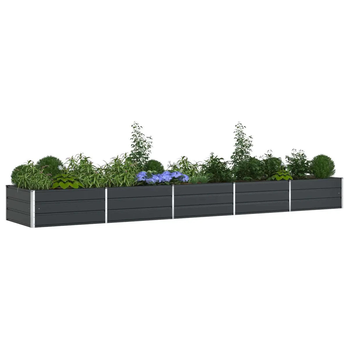 Galvanised Steel Planter Anthracite 480 x 100 x 45 cm Outdoor Garden Pot Box