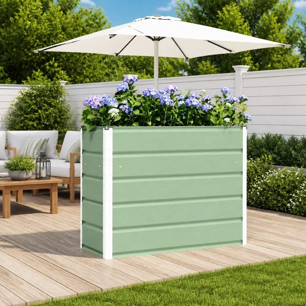 Steel Garden Planter Green Indoor Outdoor Large Pot Container 100x40x75cm
