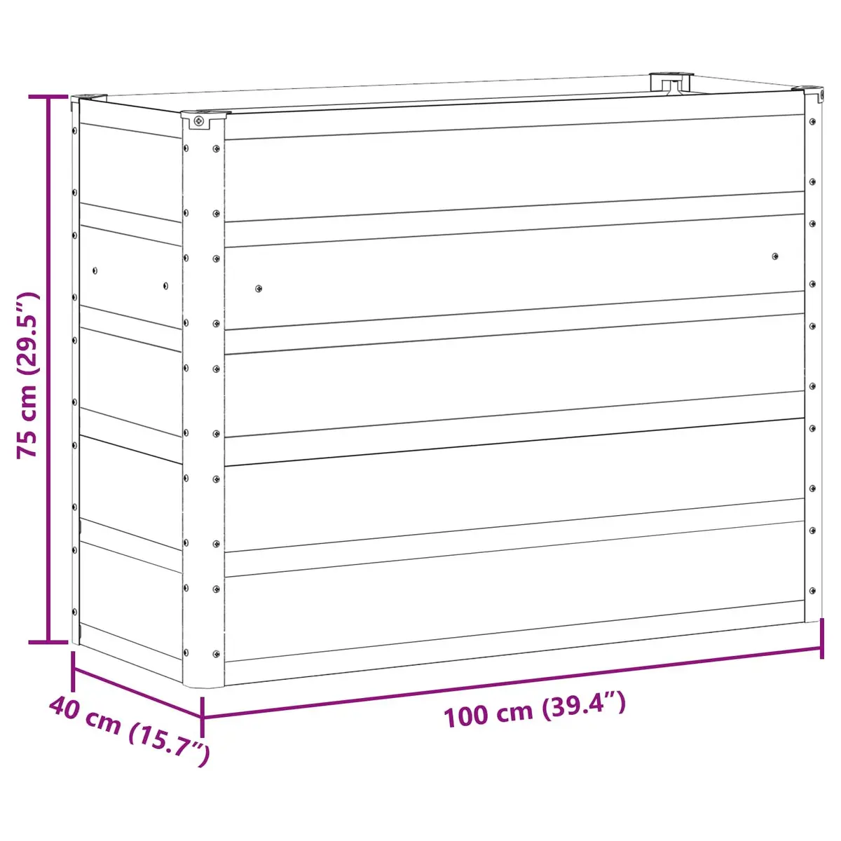 Steel Garden Planter Green Indoor Outdoor Large Pot Container 100x40x75cm