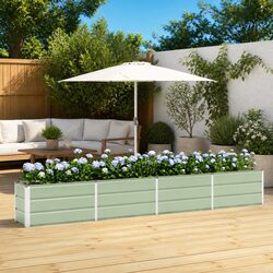 Green Steel Planter Garden Outdoor Indoor Container 320x40x45cm Modern Design
