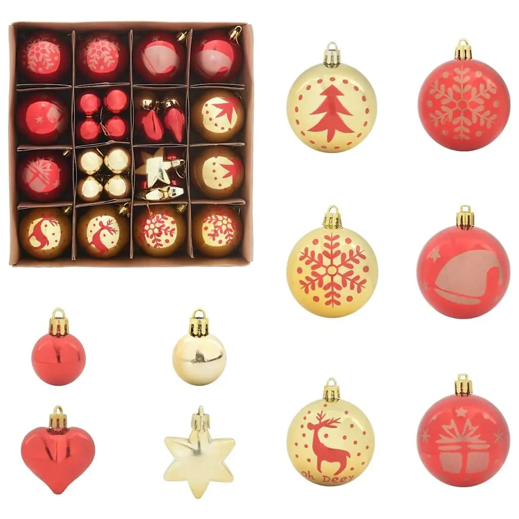 Christmas Bauble Set Red Gold Plastic 6 cm