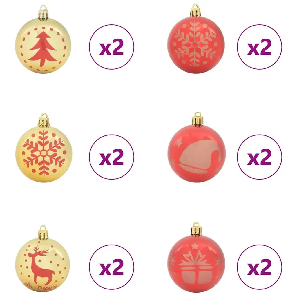 Christmas Bauble Set Red Gold Plastic 6 cm