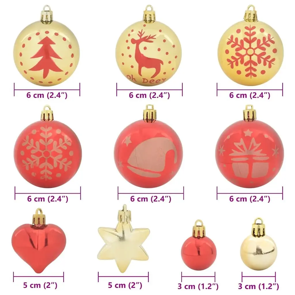 Christmas Bauble Set Red Gold Plastic 6 cm
