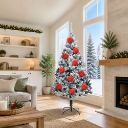 Christmas Bauble Set XXL 3 pcs Red Ø 25 cm Plastic with LEDs Holiday Ornaments