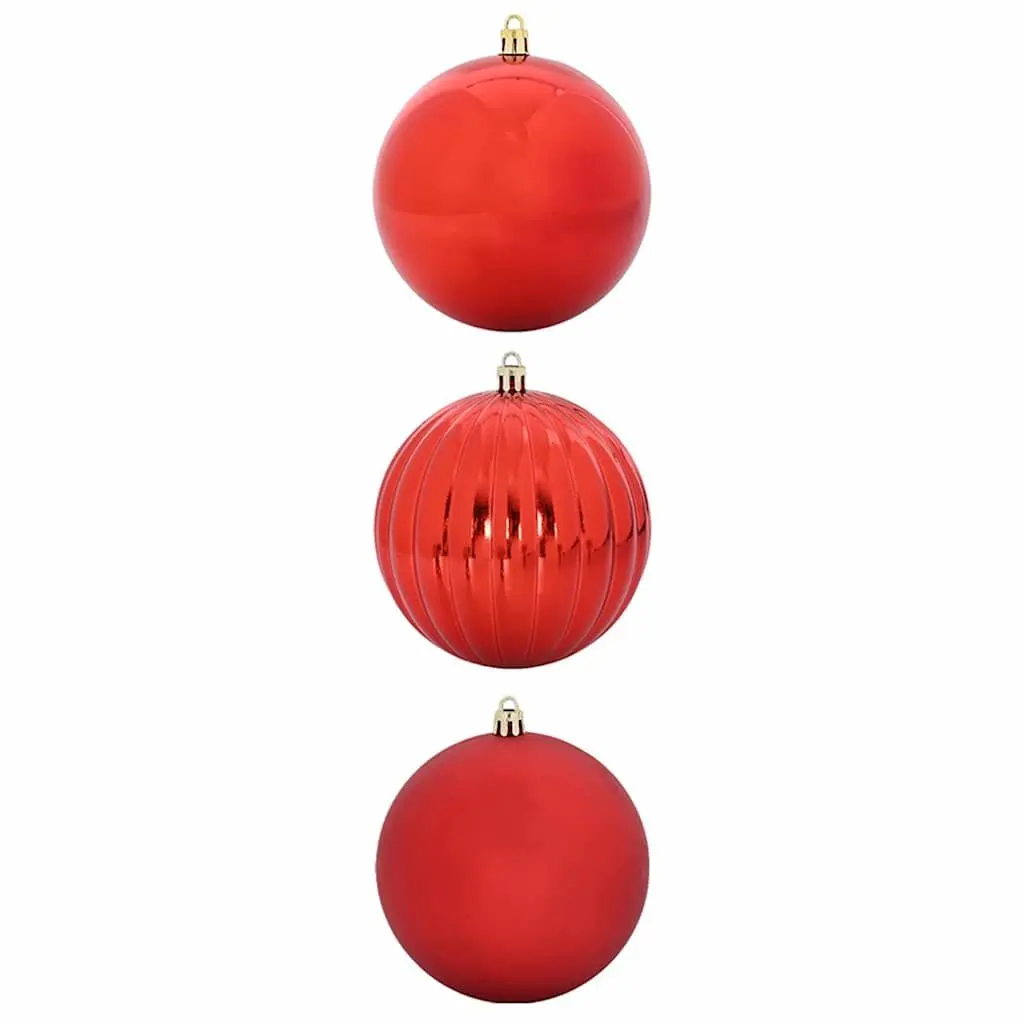 Christmas Bauble Set XXL 3 pcs Red Ø 25 cm Plastic with LEDs Holiday Ornaments