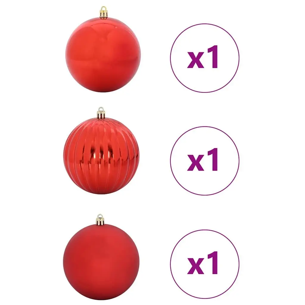 Christmas Bauble Set XXL 3 pcs Red Ø 25 cm Plastic with LEDs Holiday Ornaments