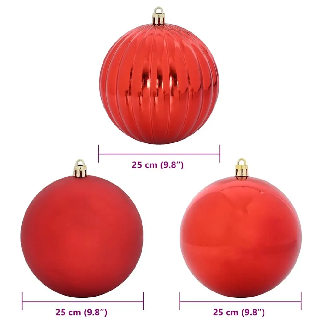 Christmas Bauble Set XXL 3 pcs Red Ø 25 cm Plastic with LEDs Holiday Ornaments