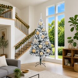 Christmas Bauble Set XXL 3 Pieces Gold 25cm Plastic Ornaments with LEDs