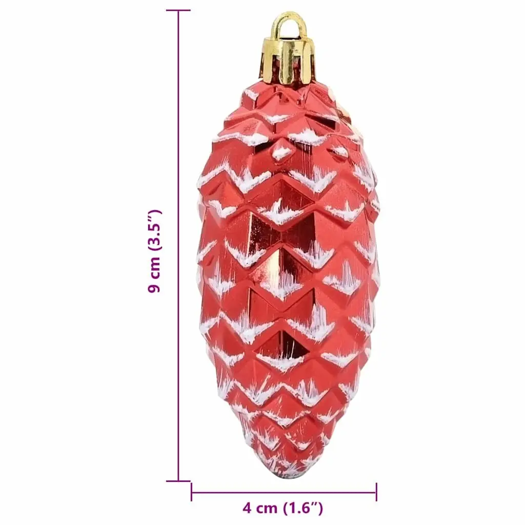 Christmas Pine Cone Ball Ornaments 40 Pieces Red Plastic Holiday Tree