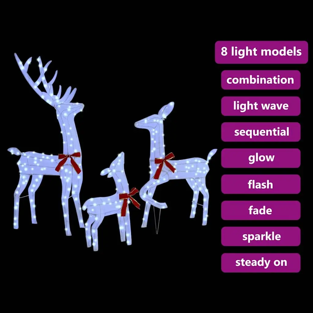 Reindeer Family LED Holiday Decoration Fabric Indoor Outdoor 3 Piece