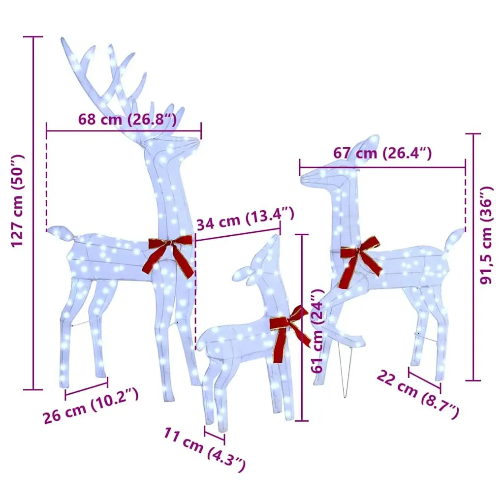 Reindeer Family LED Holiday Decoration Fabric Indoor Outdoor 3 Piece