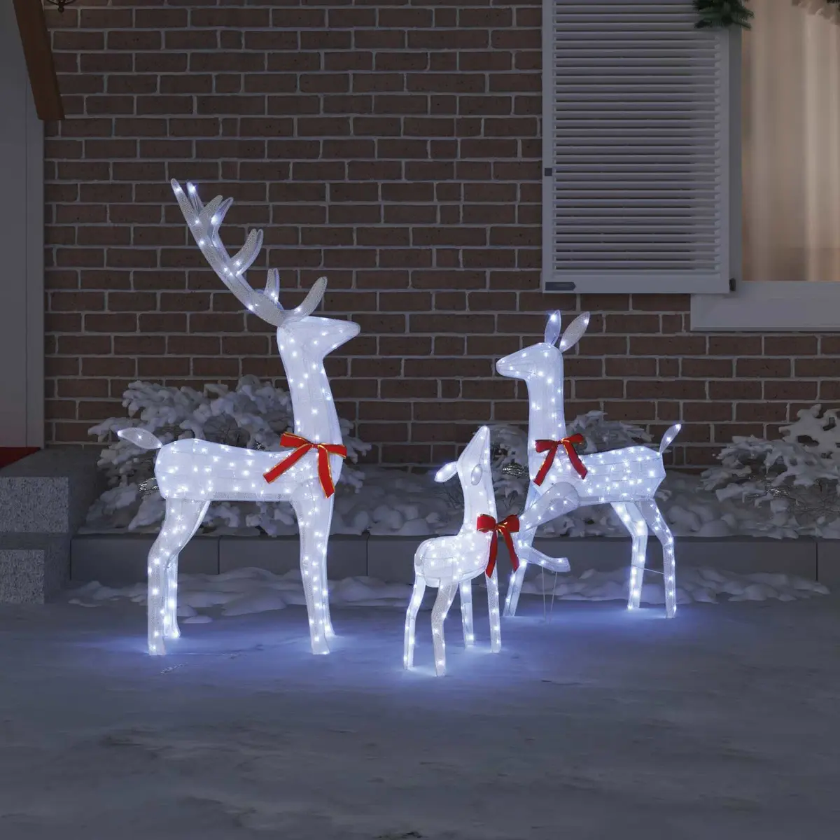 Reindeer Family LED Holiday Decoration Fabric Indoor Outdoor 3 Piece
