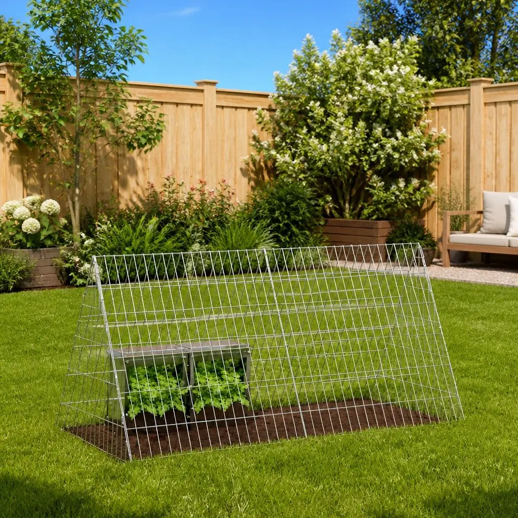 Rabbit Cage Outdoor Garden Small Animal Hutch Galvanised Steel 110x55x55cm