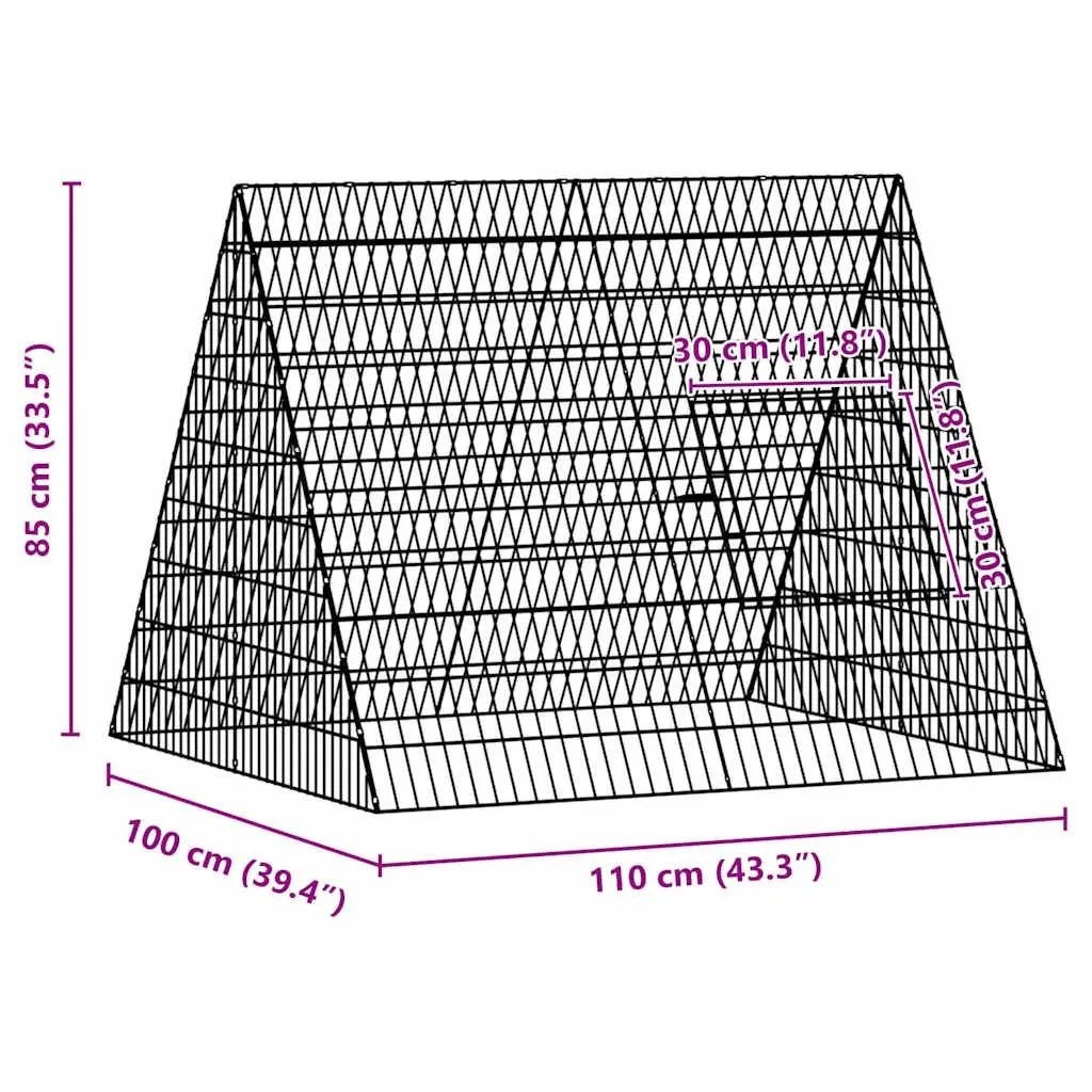 Rabbit Cage Galvanised Steel Outdoor 110x100x85cm Silver Garden Hutch Enclosure