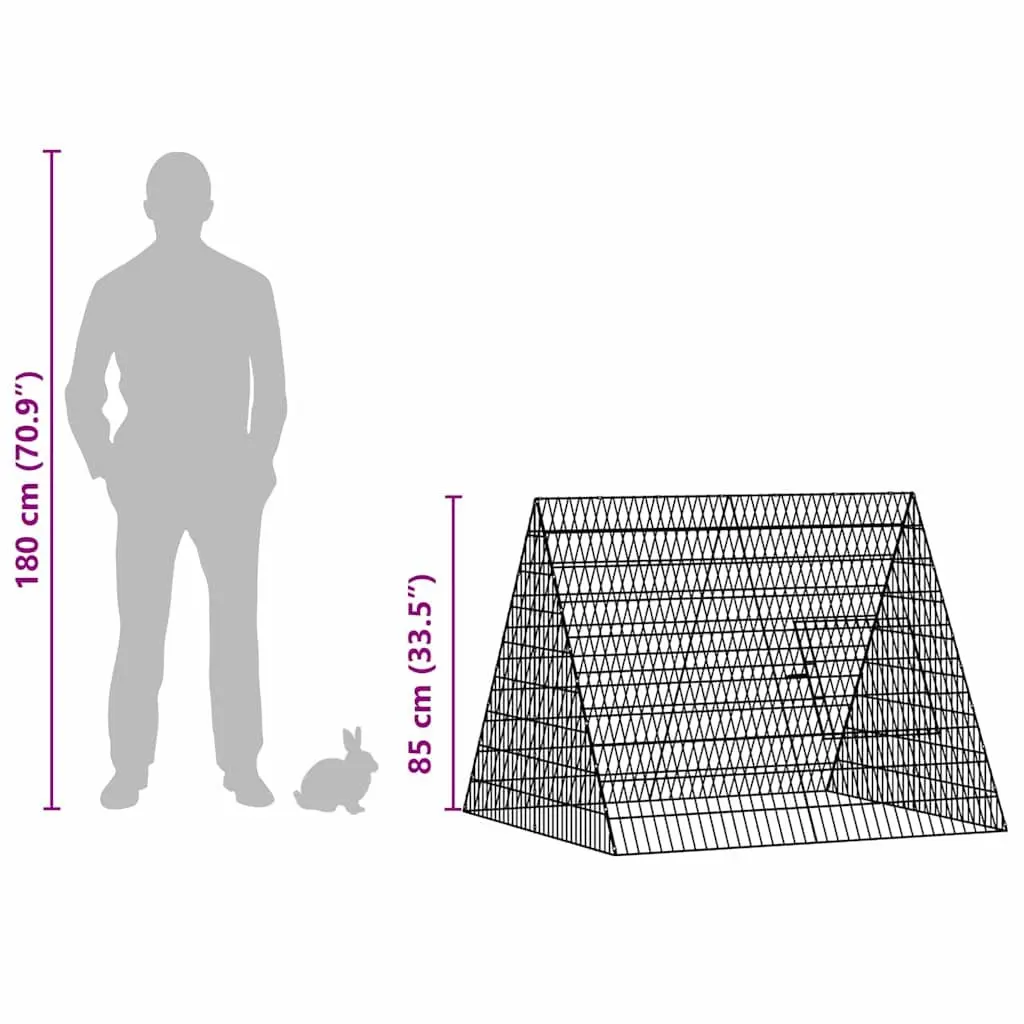 Rabbit Cage Galvanised Steel Outdoor 110x100x85cm Silver Garden Hutch Enclosure