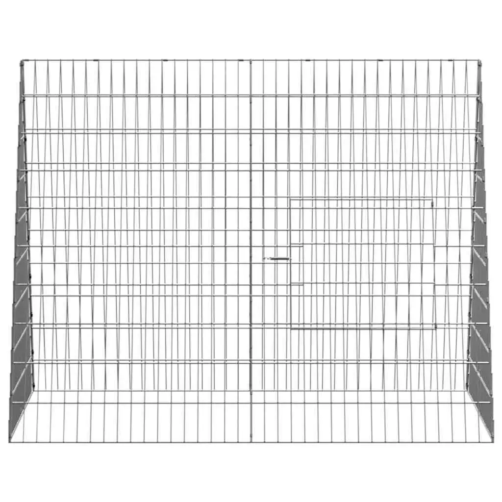 Rabbit Cage Galvanised Steel Outdoor 110x100x85cm Silver Garden Hutch Enclosure