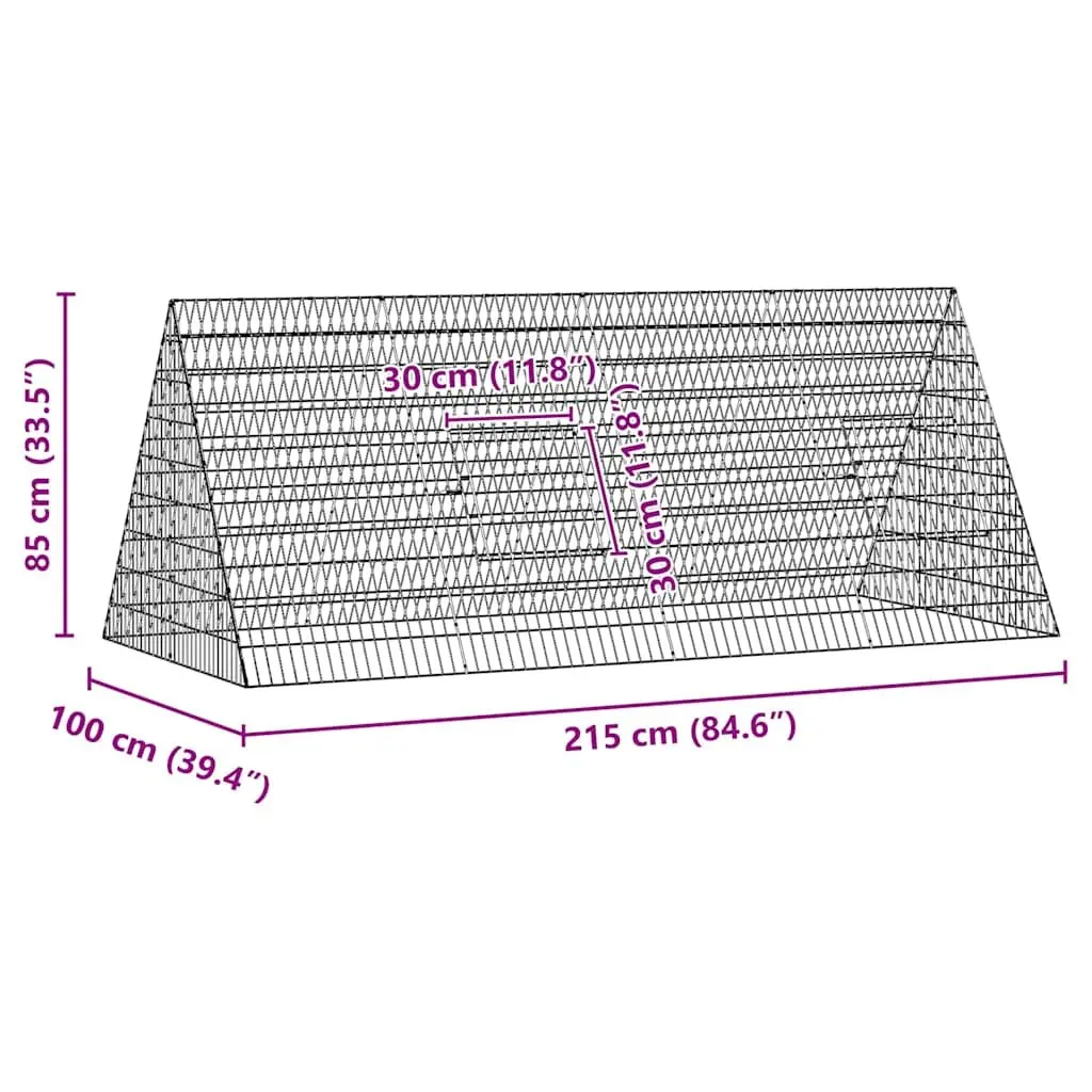 Rabbit Cage Outdoor Galvanised Steel Silver 215 x 100 x 85 cm Weatherproof Pet